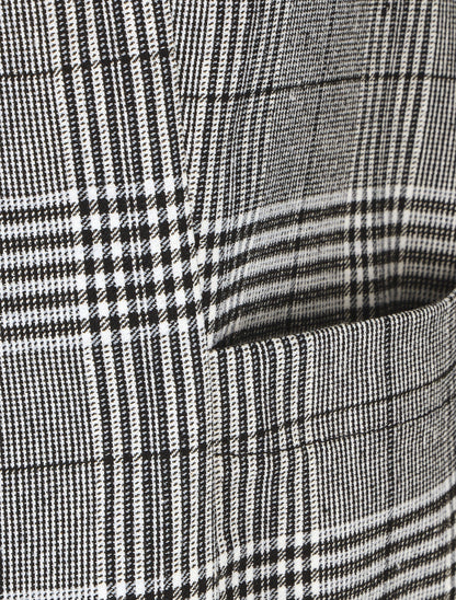 Blazer droit à imprimé prince de galles - Noir - 3