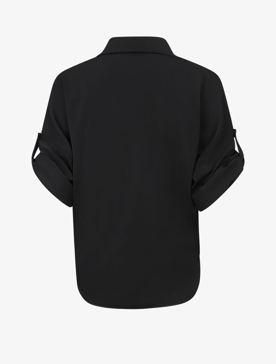Blouse fluide à manches retroussables - Noir - 2