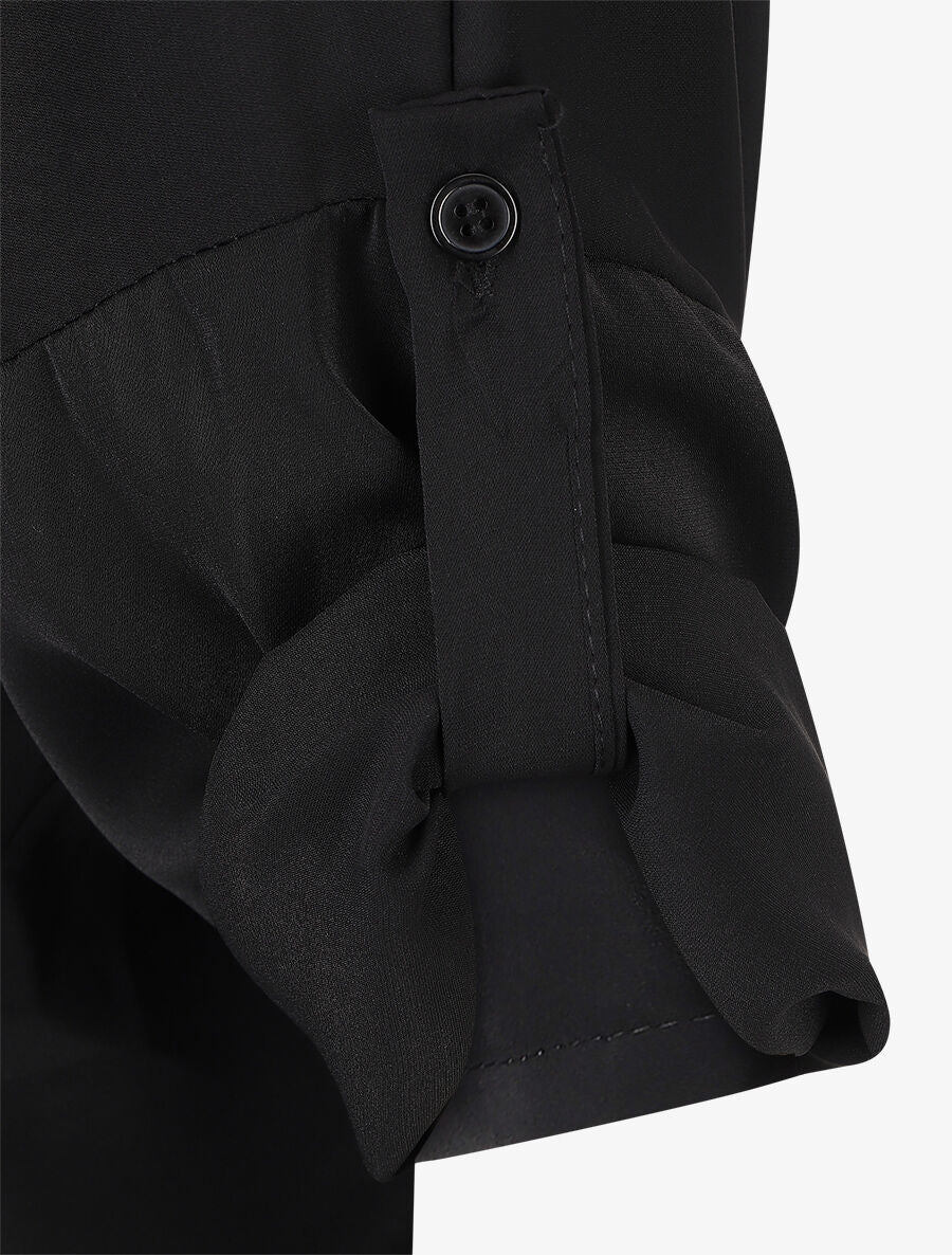 Blouse fluide à manches retroussables - Noir - 3