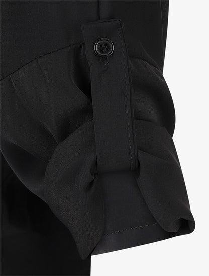 Blouse fluide à manches retroussables - Noir - 3
