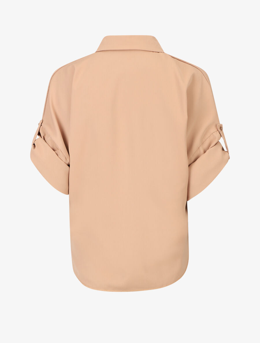 Blouse fluide à manches retroussables - Camel - 2