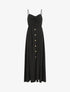 Robe longue unie boutonnée - Noir - 1