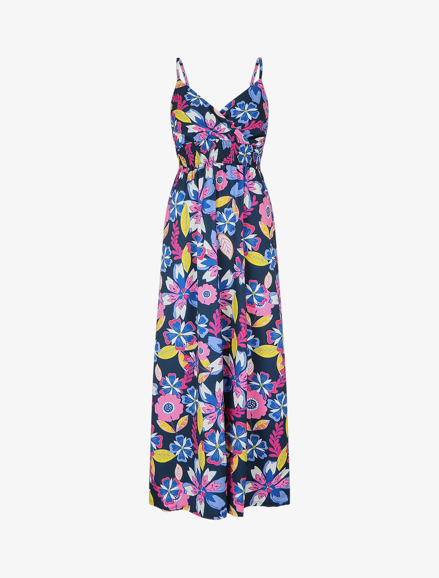 Robe longue imprimé fleurs des îles - Marine - 5