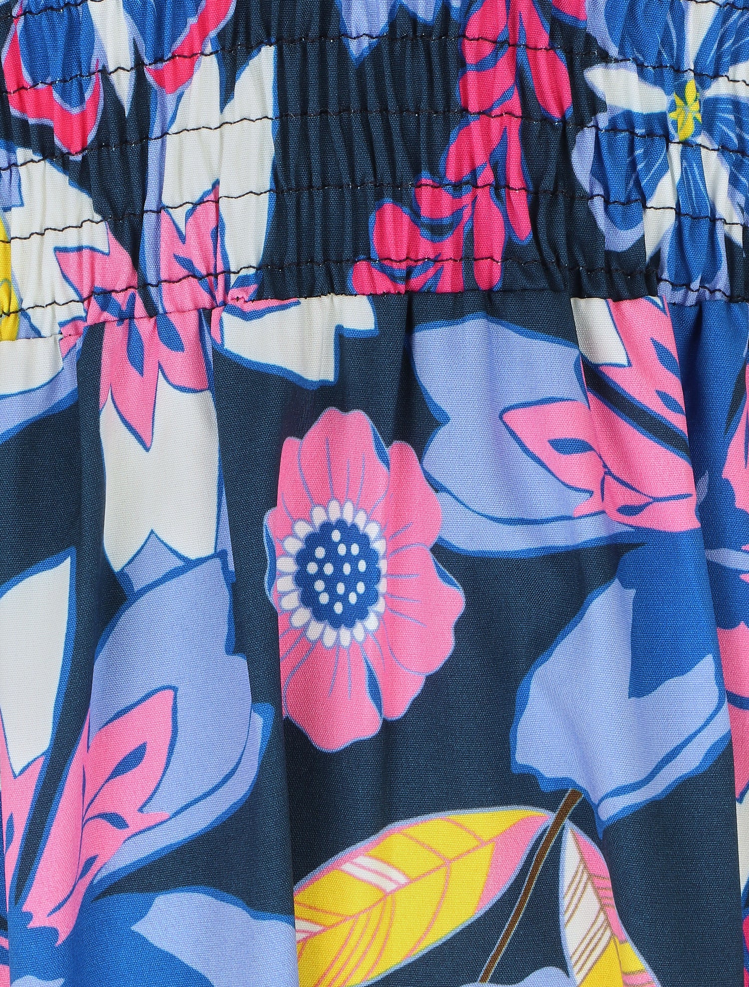 Robe longue imprimé fleurs des îles - Marine - 3