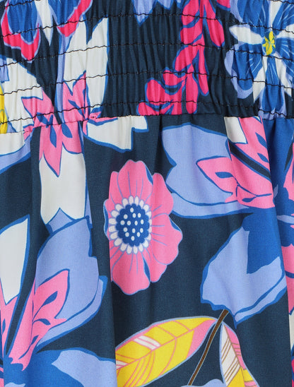 Robe longue imprimé fleurs des îles - Marine - 3