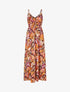 Robe longue imprimé fleuri à taille élastiquée - Orange - 1