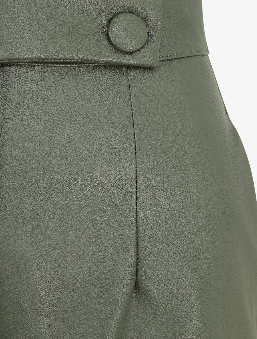 Short en simili à revers - Kaki - 3