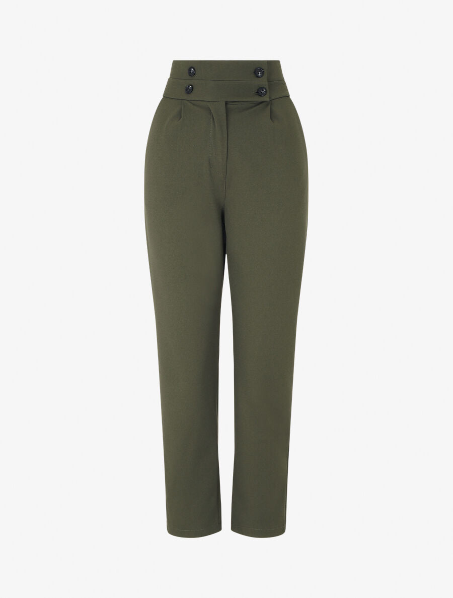 Pantalon fluide uni - Kaki - 1