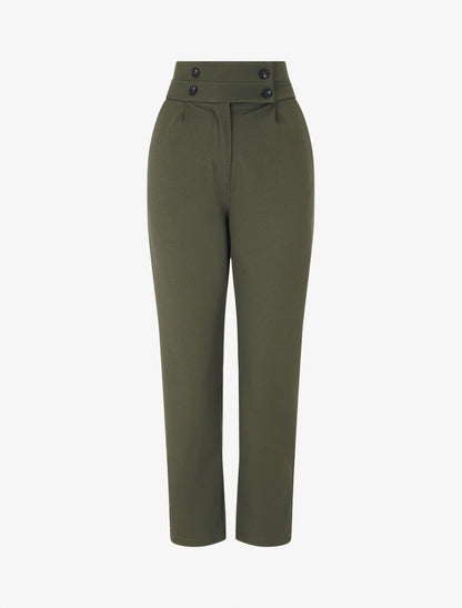 Pantalon fluide uni - Kaki - 1