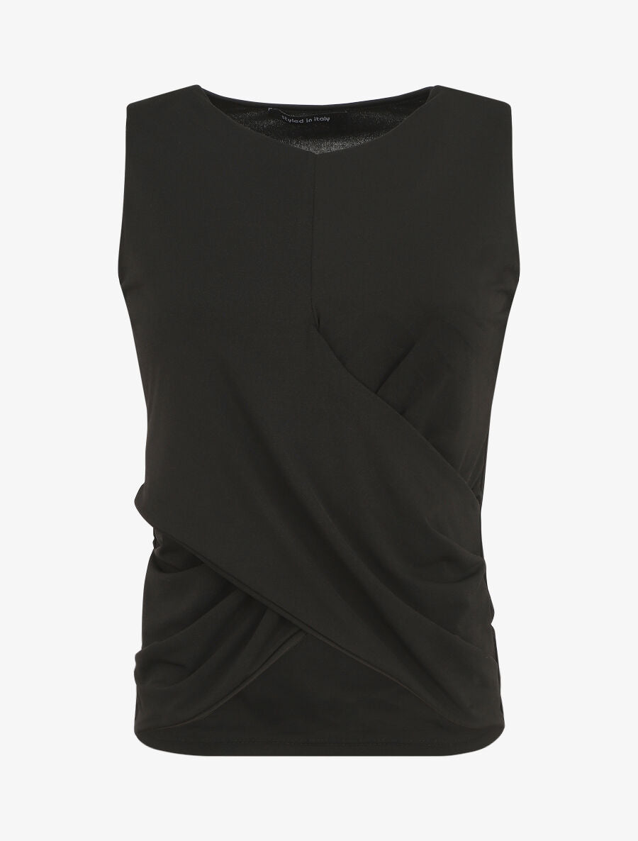 Top uni à base asymétrique - Noir - 1