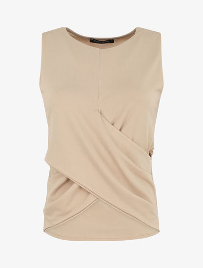 Top uni à base asymétrique - Beige - 5