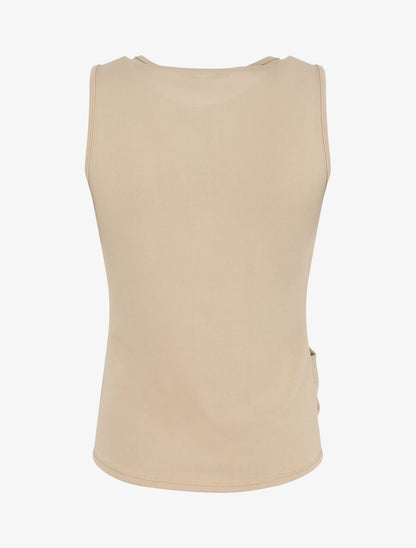 Top uni à base asymétrique - Beige - 2