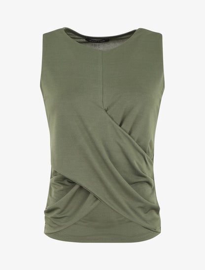 Top uni à base asymétrique - Kaki - 5