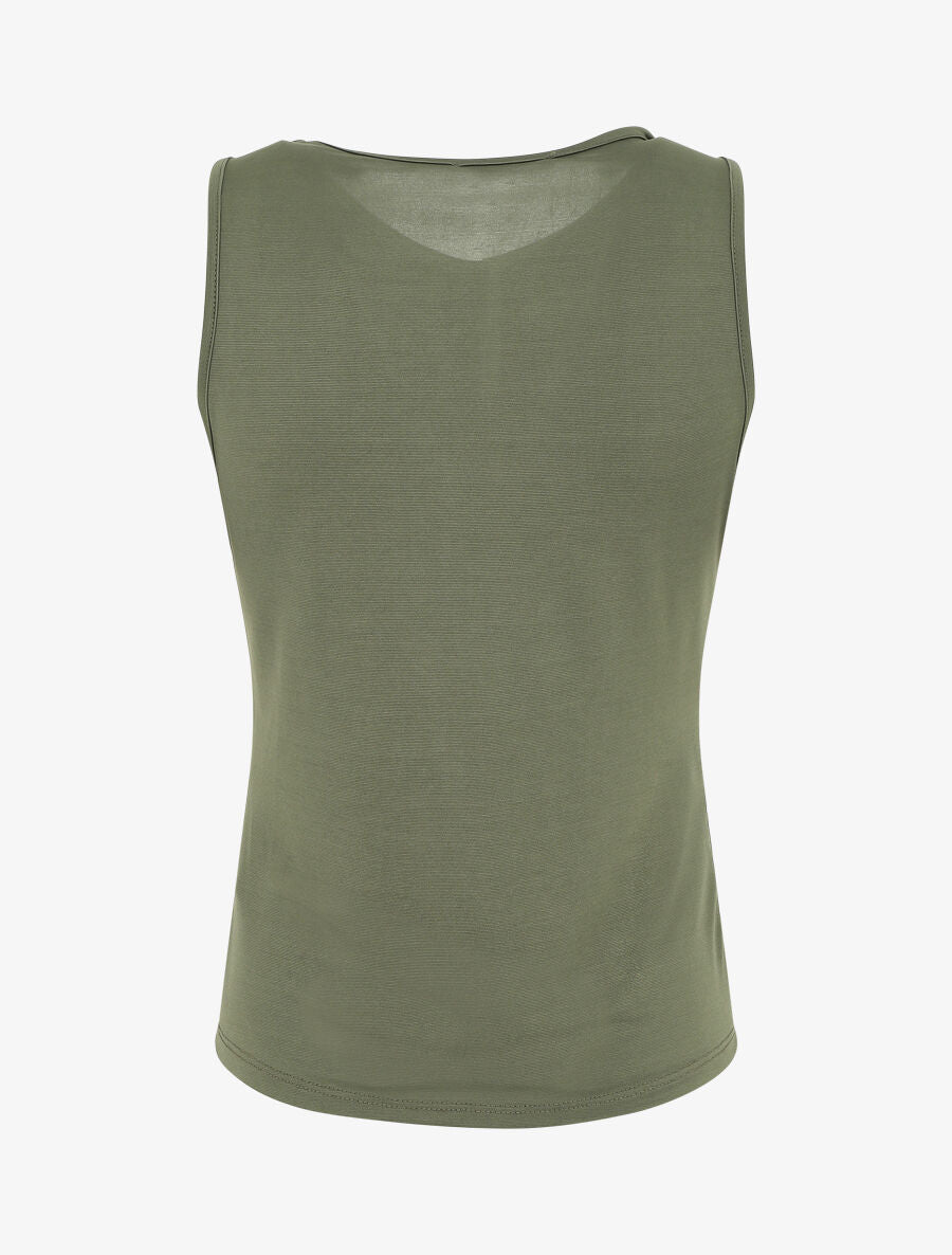 Top uni à base asymétrique - Kaki - 2