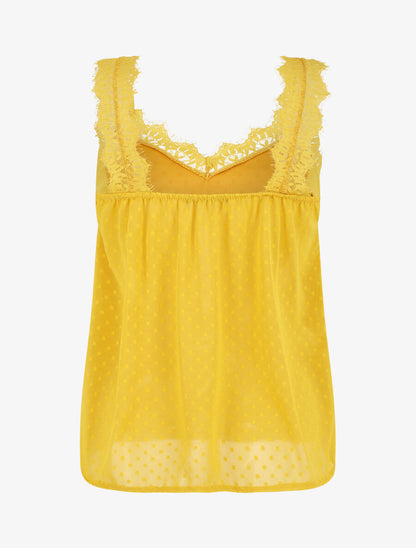 Top uni sans manches texturé - Jaune - 2