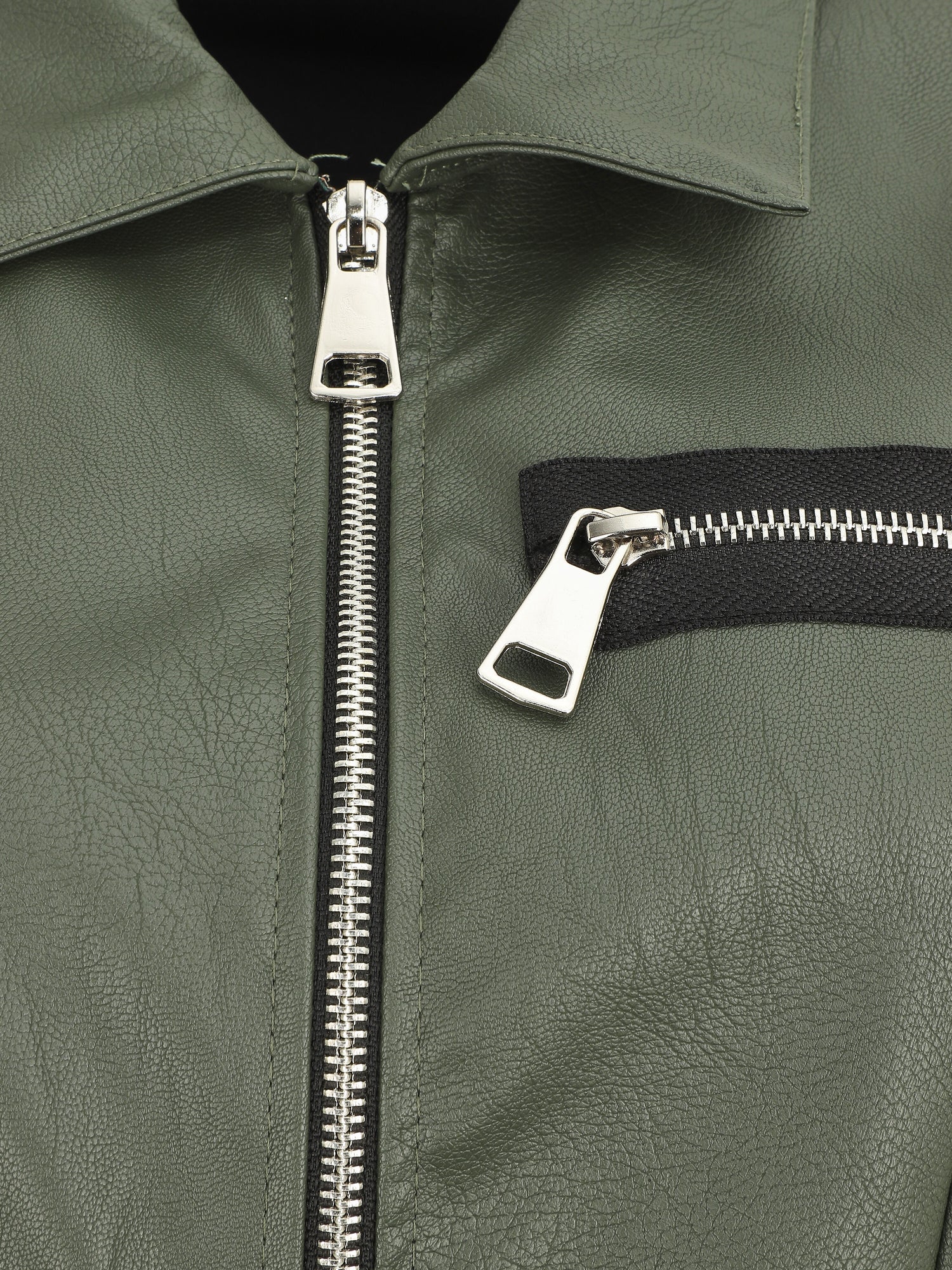Robe mi-longue en simili - Kaki - 3