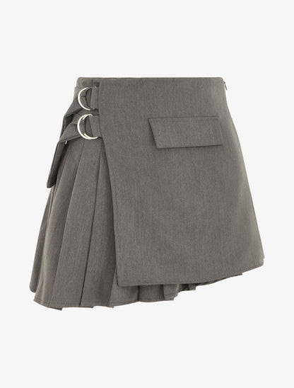 Jupe plissée effet portefeuille - Gris - 5