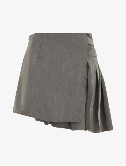 Jupe plissée effet portefeuille - Gris - 2