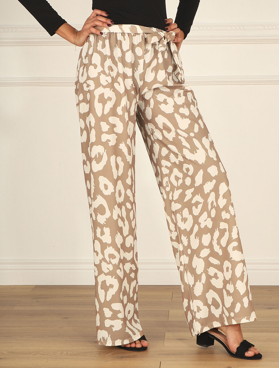 Pantalon ample à imprimé graphique - Camel - 4
