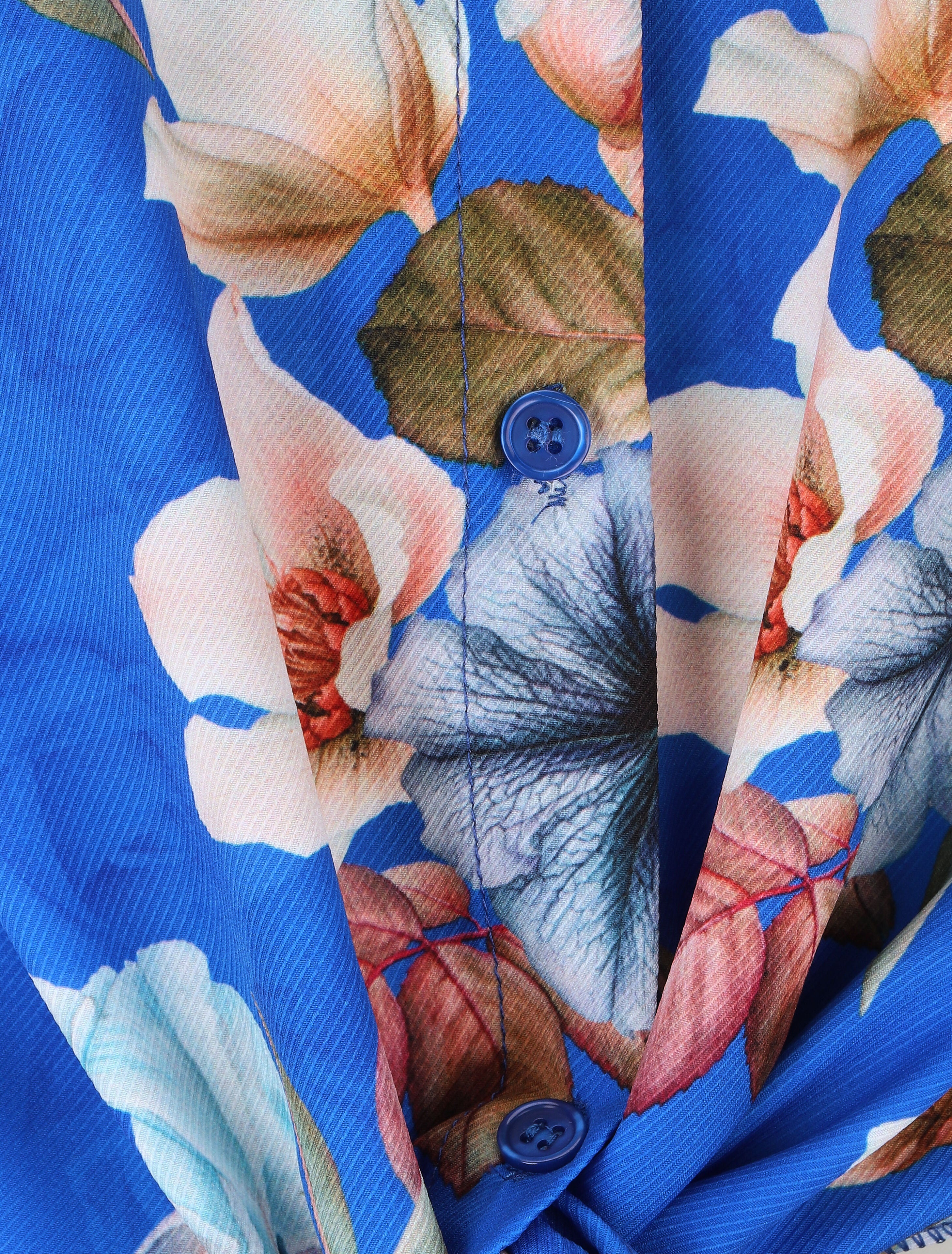 Blouse à nouer imprimé fleuri - Bleu roi - 3