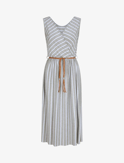 Robe marinière longue coupe patineuse - Gris clair - 4