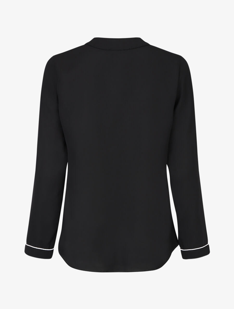 Blouse en voile à col V - Noir - 2