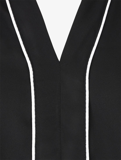 Blouse en voile à col V - Noir - 3