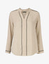 Blouse en voile à col V - Beige - 1