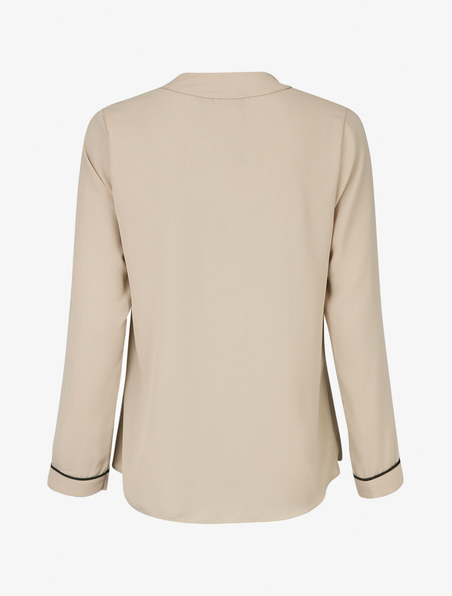 Blouse en voile à col V - Beige - 2
