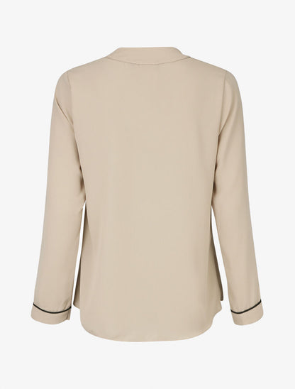 Blouse en voile à col V - Beige - 2