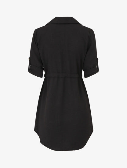 Robe chemise unie - Noir - 2