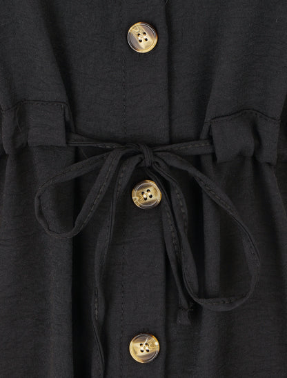 Robe chemise unie - Noir - 3