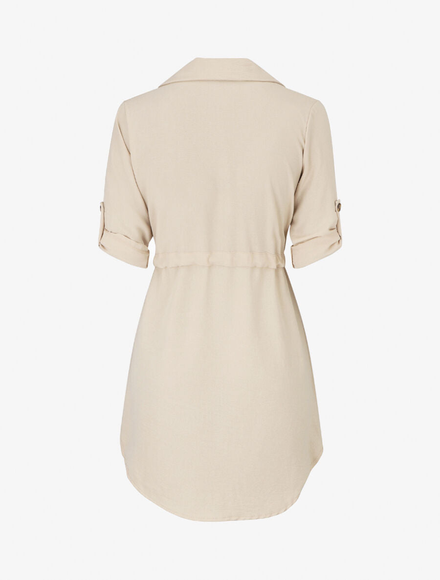 Robe chemise unie - Beige - 2