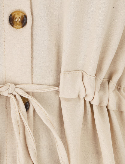 Robe chemise unie - Beige - 3