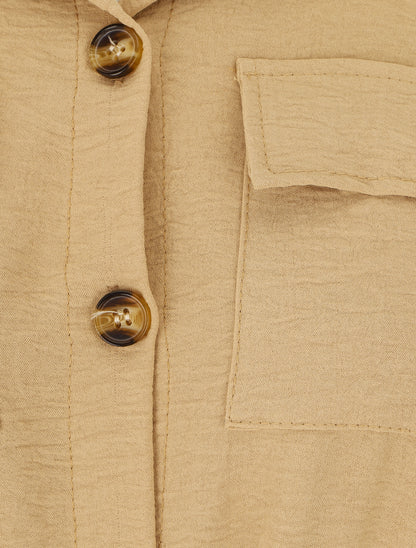 Robe chemise unie - Camel - 3
