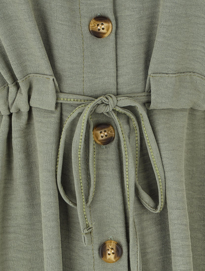 Robe chemise unie - Kaki - 3