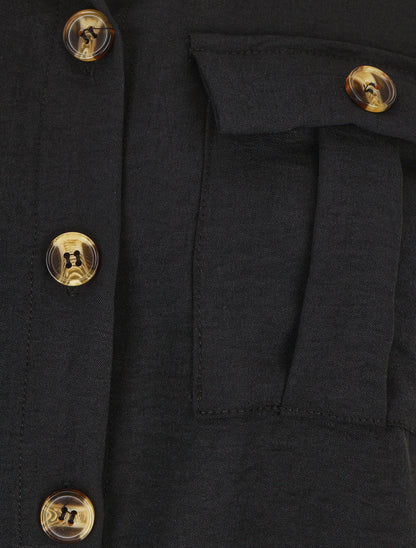 Blouse à nouer et manches retroussables - Noir - 3