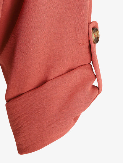 Blouse à nouer et manches retroussables - Corail - 3