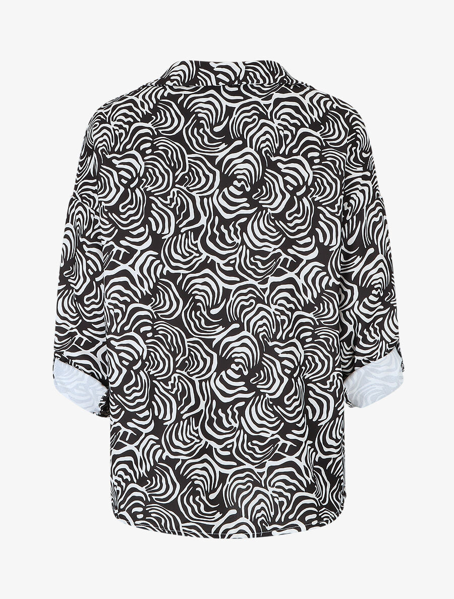 Blouse fluide à imprimé graphique - Noir - 2