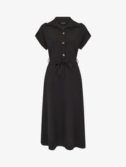 Robe longue fluide à manches courtes - Noir - 4
