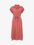 Robe longue fluide à manches courtes - Corail - 1