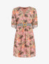 Robe imprimé tropical à taille élastiquée - Vieux rose - 1