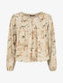 Blouse en voile coupe boule imprimé feuilles - Beige - 1