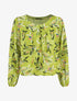 Blouse en voile coupe boule imprimé feuilles - Vert anis - 1