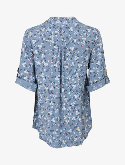 Blouse à imprimé fleuri - Bleu - 2