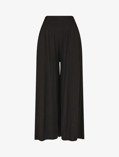 Pantalon ample à taille élastiquée - Noir - 1