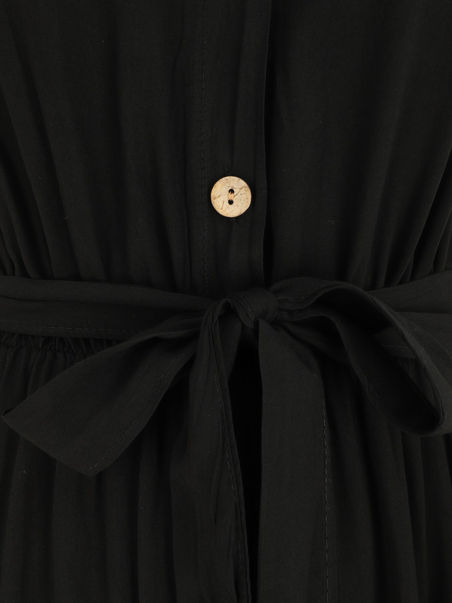 Robe longue unie style chemise - Noir - 3