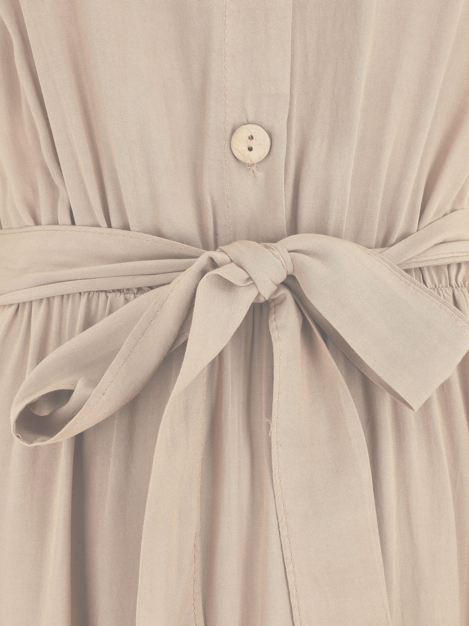 Robe longue unie style chemise - Beige - 3