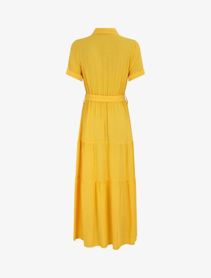 Robe longue unie style chemise - Jaune - 2