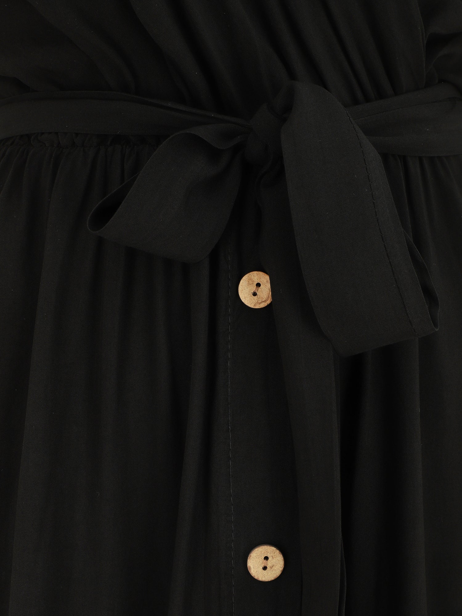Robe mi-longue boutonnée à manches courtes - Noir - 3